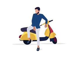 man sitting on scooter vector