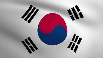 South Korea Waving Flag Background Animation. Looping seamless 3D animation. Motion Graphic video