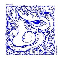 Vector abstract ethnic and culture doodle illustration in blue color for background