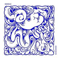 Vector abstract ethnic and culture doodle illustration in blue color for background