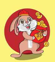 ilustración de vector de conejo en año nuevo chino