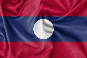 Laos country flag background realistic silk fabric photo