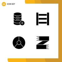 Pack of 4 creative Solid Glyphs of database graphical storage business accessories Editable Vector Design Elements