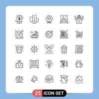 Modern Set of 25 Lines Pictograph of engine hands sheep care room Editable Vector Design Elements