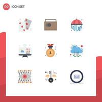 Set of 9 Modern UI Icons Symbols Signs for badge internet of things summer monitor communications Editable Vector Design Elements