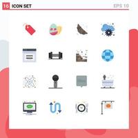 Group of 16 Modern Flat Colors Set for email web fast food secure management Editable Pack of Creative Vector Design Elements