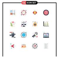 Set of 16 Commercial Flat Colors pack for information help value faq chinese Editable Pack of Creative Vector Design Elements