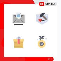 4 Flat Icon concept for Websites Mobile and Apps copy box letter hammer medal Editable Vector Design Elements