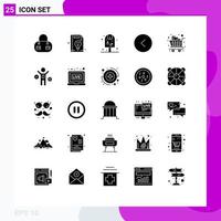Universal Icon Symbols Group of 25 Modern Solid Glyphs of trolley groceries drink full left Editable Vector Design Elements