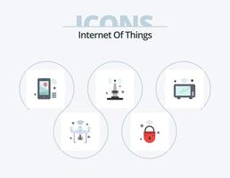 Internet de las cosas paquete de iconos planos 5 diseño de iconos. enrutador Internet. seguro. Wifi. localización vector