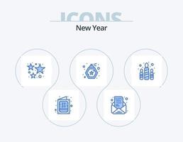 paquete de iconos azul de año nuevo 5 diseño de iconos. vela. perfume. fiesta. botella. fuegos artificiales vector