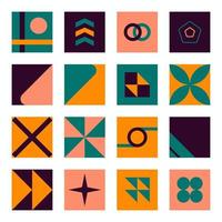 elementos de la Bauhaus. formas abstractas geométricas modernas en estilo minimalista. brutalismo formas básicas, líneas, ojos, círculos y patrones, conjunto de vectores de arte. figuras coloridas y diseño simple de puntos.