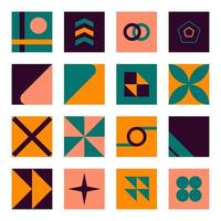 Bauhaus elements. Modern geometric abstract shapes in minimal style. Brutalism basic forms, lines, eye, circles and patterns, art vector set. Colorful figures and dots simple design.