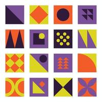 Bauhaus elements. Modern geometric abstract shapes in minimal style. Brutalism basic forms, lines, eye, circles and patterns, art vector set. Colorful figures and dots simple design.