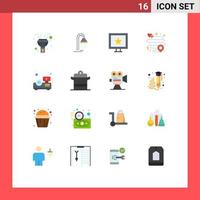 16 Creative Icons Modern Signs and Symbols of cooking projector stars presentation pin Editable Pack of Creative Vector Design Elements