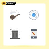 4 User Interface Flat Icon Pack of modern Signs and Symbols of cigar bin fathers chart delete Editable Vector Design Elements