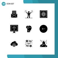 9 Universal Solid Glyph Signs Symbols of entertainment data cheerleader computing computation Editable Vector Design Elements