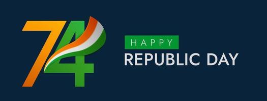 26 de enero día de la república india celebración 74 publicación en redes sociales vector