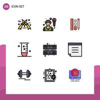 Set of 9 Modern UI Icons Symbols Signs for ram computer scale science lab Editable Vector Design Elements