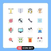 Set of 16 Modern UI Icons Symbols Signs for goal strategy support arrow rostrum Editable Pack of Creative Vector Design Elements