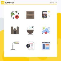 9 Creative Icons Modern Signs and Symbols of cooking baking device medieval castle tower Editable Vector Design Elements