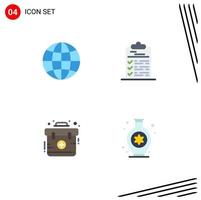 4 Universal Flat Icon Signs Symbols of global emergency checklist document kit Editable Vector Design Elements