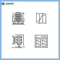 Group of 4 Filledline Flat Colors Signs and Symbols for building monitoring map pin traffic Editable Vector Design Elements