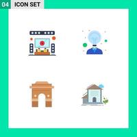 Pack of 4 Modern Flat Icons Signs and Symbols for Web Print Media such as speaker hinduism theater innovation indian Editable Vector Design Elements