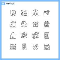 Set of 16 Modern UI Icons Symbols Signs for cloud label target gift badge Editable Vector Design Elements