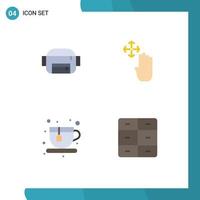 User Interface Pack of 4 Basic Flat Icons of bag closet hand cursor diet furniture Editable Vector Design Elements