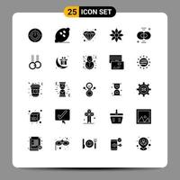 Universal Icon Symbols Group of 25 Modern Solid Glyphs of biochemistry flower healthy clematis amaryllis Editable Vector Design Elements