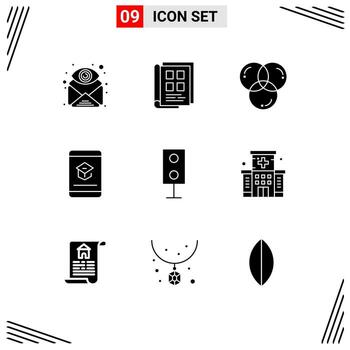 conjunto moderno de 9 glifos y símbolos sólidos, como el diseño de programación de cuadernos de libros educativos, elementos de diseño vectorial editables vector