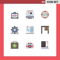 Set of 9 Modern UI Icons Symbols Signs for book search implementation page media Editable Vector Design Elements