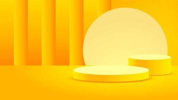 minimalismo de fondo en relieve amarillo realista con vector de podio en blanco 3d para colocar su producto, ilustración de banner abstracto