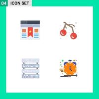 Modern Set of 4 Flat Icons and symbols such as bookmark rack website fruit server Editable Vector Design Elements