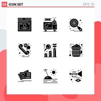 Pack of 9 Modern Solid Glyphs Signs and Symbols for Web Print Media such as research talk accident line tax monitoring Editable Vector Design Elements