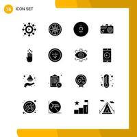 Editable Vector Line Pack of 16 Simple Solid Glyphs of arrow four afghanistan finger image Editable Vector Design Elements