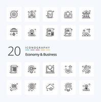 20 Economy And Business Line icon Pack like graph process computer money dollar vector