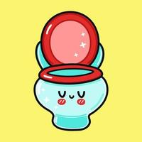 Cute funny toilet character. Vector hand drawn cartoon kawaii character illustration icon. Isolated on yellow background. Toilet character concept