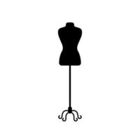 Mannequin silhouette. Black female figure for tailor, dressmaker, costumer. Isolated sewing element. Mannequin on wintage stand vector