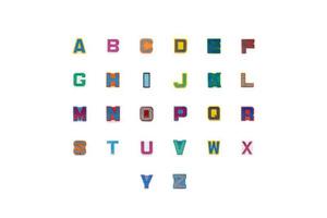 Set of isolated plastic toy all uppercase a-z capital letter are arranged in studio light on white background photo