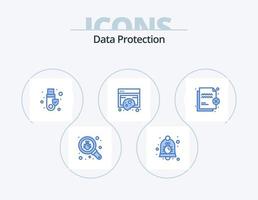 Data Protection Blue Icon Pack 5 Icon Design. privacy. data. security. cookies. usb vector