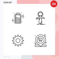 Universal Icon Symbols Group of 4 Modern Filledline Flat Colors of battery gear baby nipple market Editable Vector Design Elements