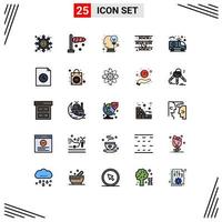 25 iconos creativos signos y símbolos modernos de decoración de ambulancia celebración del cerebro luna elementos de diseño vectorial editables vector