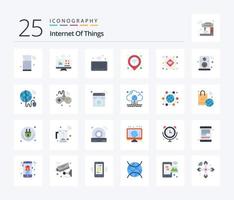 Internet Of Things 25 Flat Color icon pack including wifi. pin. internet of things. map. things vector