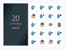 20 Human line Filled icon for presentation vector