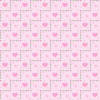 Pink heart on zigzag geometric square background vector seamless pattern, element for decorate valentine card, flannel tartan plain fabric textile printing, wallpaper and paper wrapping