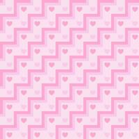 corazón rosa sobre fondo cuadrado geométrico en zigzag vector patrón sin fisuras, elemento para decorar la tarjeta de san valentín, tela de tartán de franela impresión textil, papel pintado y envoltura de papel