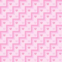 Pink heart on zigzag geometric square background vector seamless pattern, element for decorate valentine card, flannel tartan plain fabric textile printing, wallpaper and paper wrapping