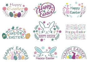 Happy Easter Vector Colorful Symbol Logo Set Isolated On A White Background.